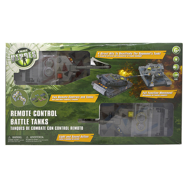 TRUE HEROES RC BATTLE TANKS 레이저 공격 전투 소리 및 조명 원격 제어 탱크 차량 2 팩