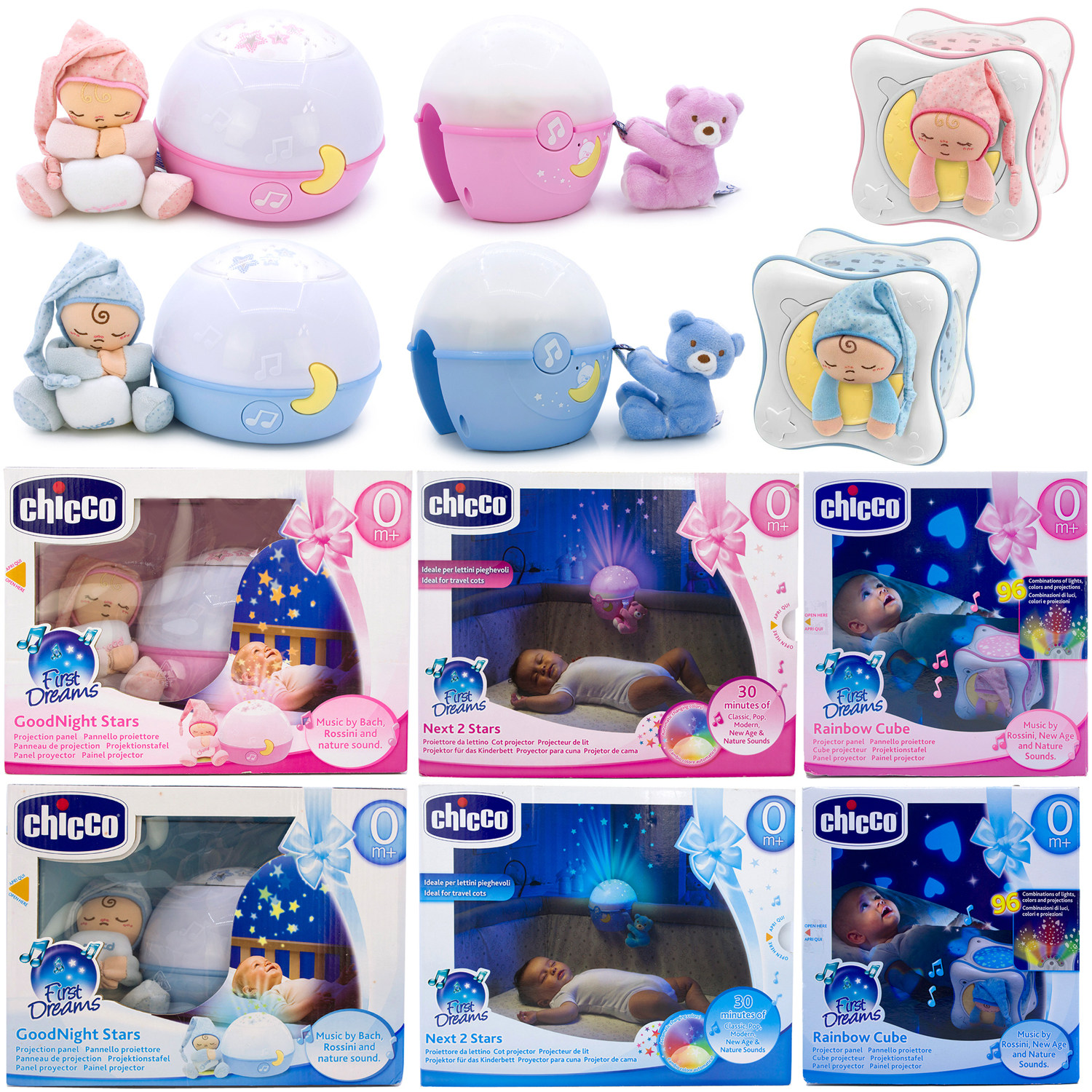 CHICCO  및  수면 야간 조명 별이 빛나는 하늘 변경 음악 수면 보조 프로젝터 램프  진정 램프
