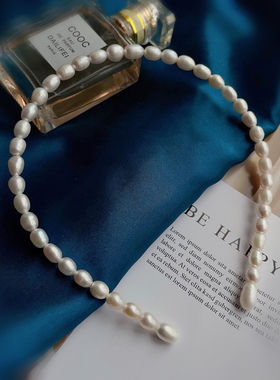 嫣然手作天然淡水真珍珠简约赫本日常复古气质网红碎发压发箍发卡