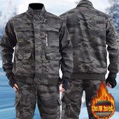 工装 工作服劳保服防烫耐磨焊工服装 服 男秋冬季 纯棉加绒迷彩服套装
