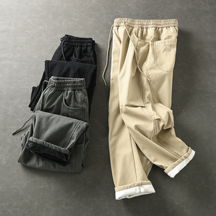 外贸男装 复古 冬季 松紧腰舒适加绒加厚工装 立体有型 休闲裤 美式