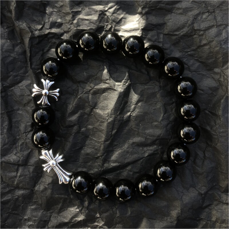 thumbnail for Retro Wind Men and Women Couple Bracelet Silver Plated Cross Scout Flower Bracelet Single Circle Simple Punk Style Japanese and Korean Jewelry