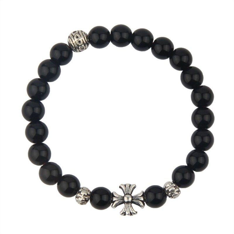 thumbnail for Retro Wind Men and Women Couple Bracelet Silver Plated Cross Scout Flower Bracelet Single Circle Simple Punk Style Japanese and Korean Jewelry