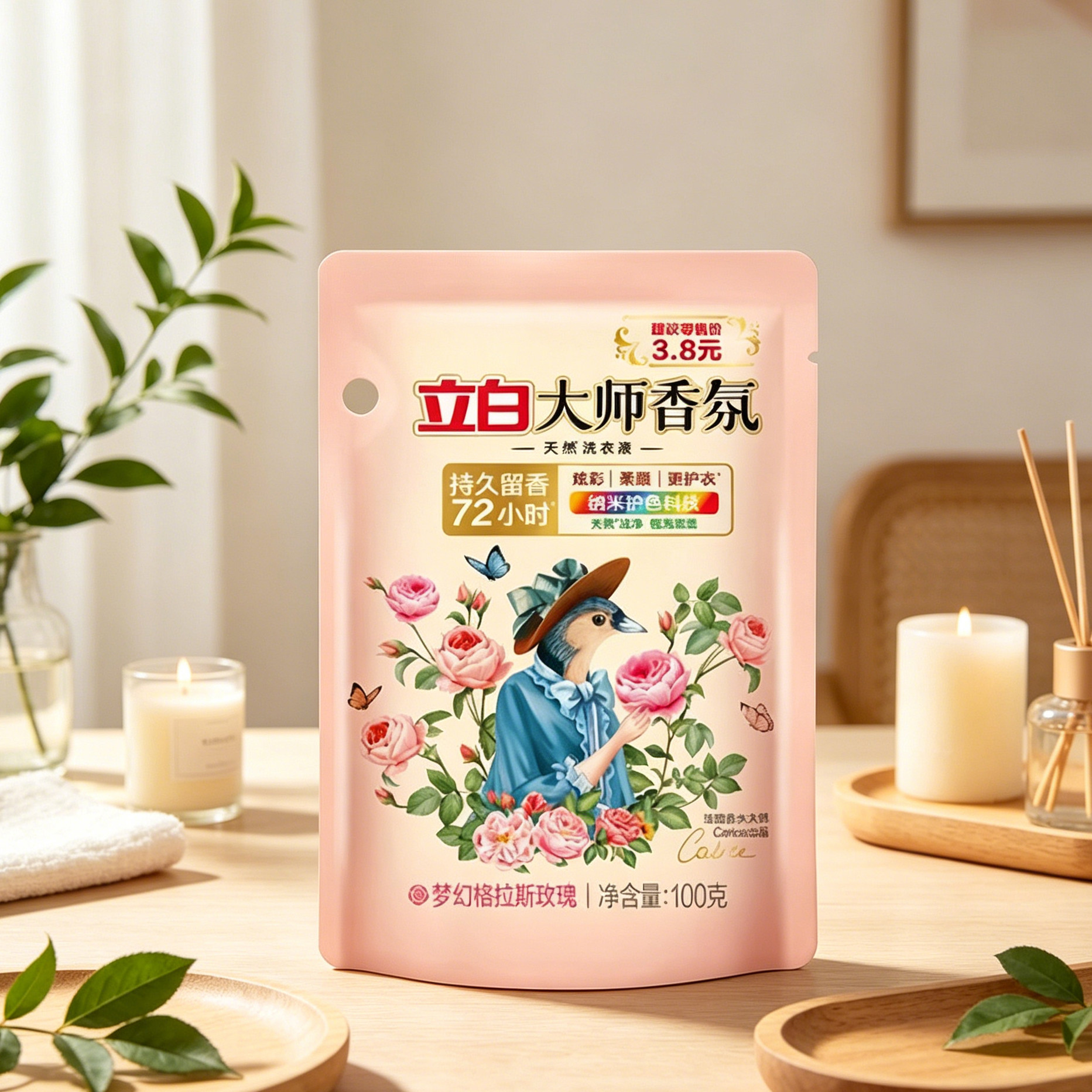 立白大师洗衣液2元家庭补充装香氛玫瑰香水型去污洁净洗衣液