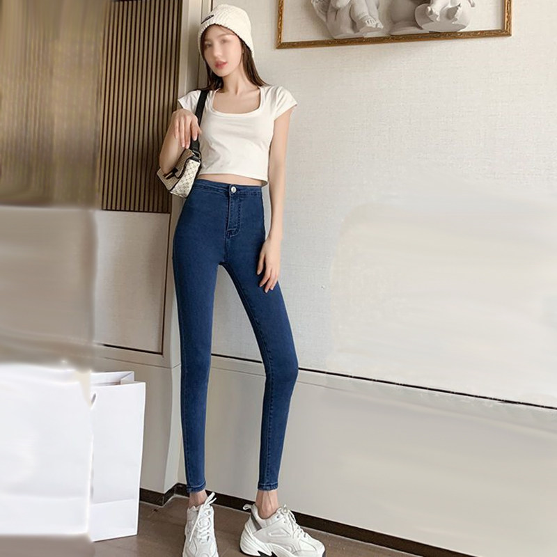 小脚紧身牛仔裤女弹力浅色小个子九分26新款时尚高腰显瘦修身春秋