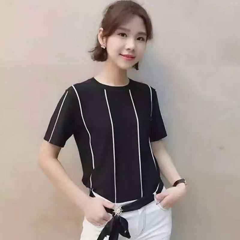 °×Áì¸çµÜÐÂÅ®×°Õý°æ2018пîÕýÆ·¹úÄÚ´ú¹ºÊúÌõÎÆÕëÖ¯¶ÌÐäTÐôÅ®