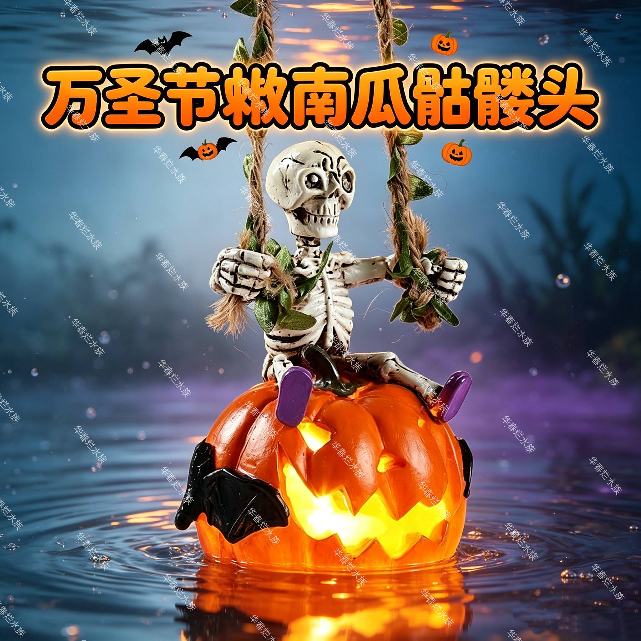 万圣节骷髅头南瓜灯摆件派对搞怪气氛装吊饰道具千秋骷髅头工艺品