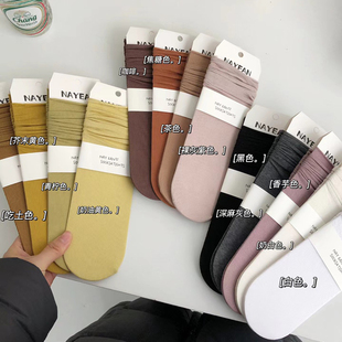 薄款 ins风春夏季 冰冰袜纯色简约百搭女生堆堆袜清凉袜中筒袜女袜