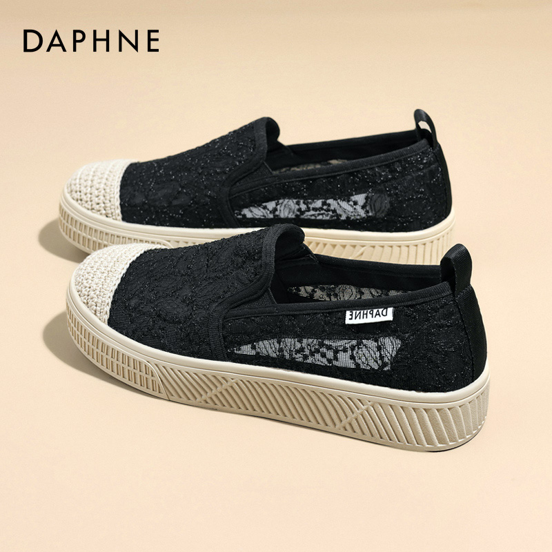 达芙妮热销女鞋渔夫鞋一脚蹬网鞋