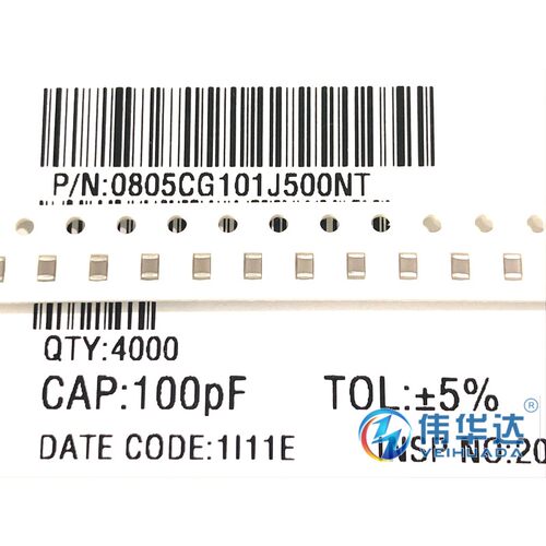 贴片电容 0805 10pF 100J 50V ±5% 2012 0805CG100J500NT