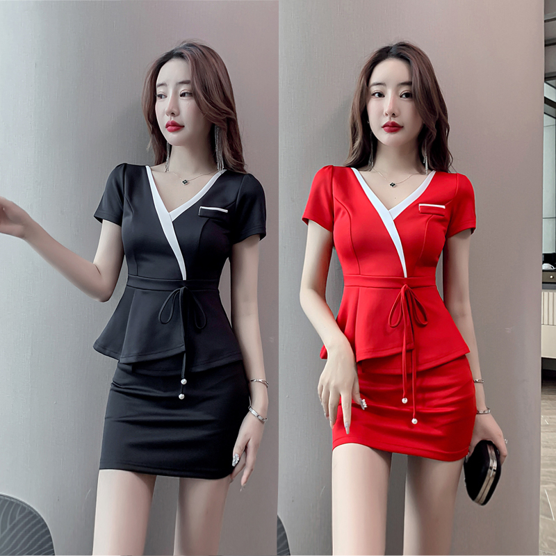 酒店前台制服遮肚显瘦工作服女足疗足浴技师服SPA养生会所工衣夏