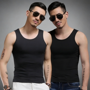 男士冰丝圆领无痕背心修身紧身健身运动跨栏打底弹力夏季速干汗衫