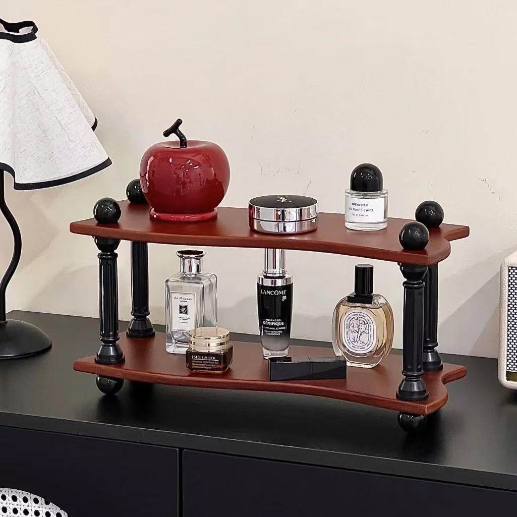 化妆品置物架中古风女生实木香水收纳架桌面高颜值水杯架装饰摆件,收纳整理,化妆品收纳架,淘宝优惠券,粉丝福利购,淘宝优惠卷