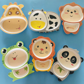 出口品质竹纤维餐具儿童餐盘分格卡通宝宝幼儿园吃饭辅食分隔盘子