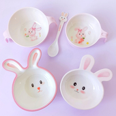 兔子宝宝碗卡通小孩儿童吃饭专用碗家用幼儿园餐具婴儿碗辅食勺子