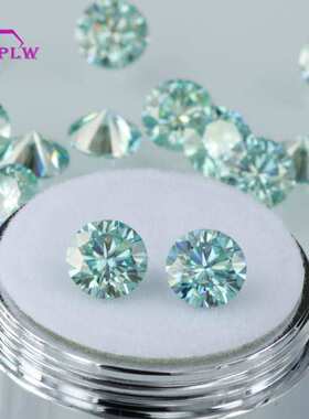 产地货源 浅蓝色莫桑石彩色圆形 1克拉莫桑石祼石 批量现货