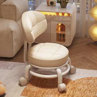 万向轮小凳子滑轮移动家用矮凳结实耐用带轮子的板凳滚轮靠背椅