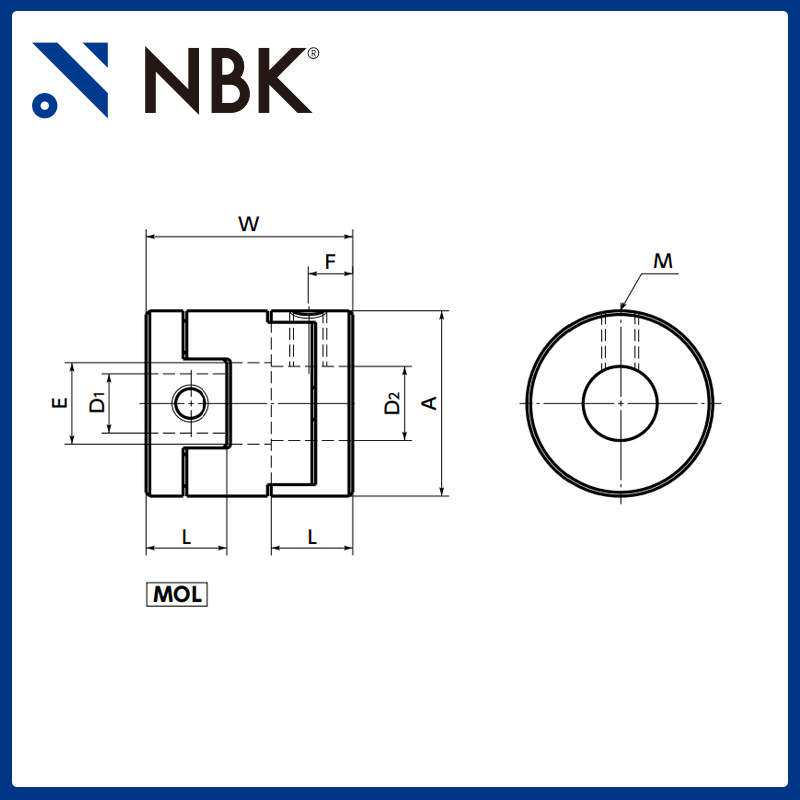 NBK MOL-C挠性联轴器十字滑块型 定位螺丝固定型 夹紧型 厂家直供