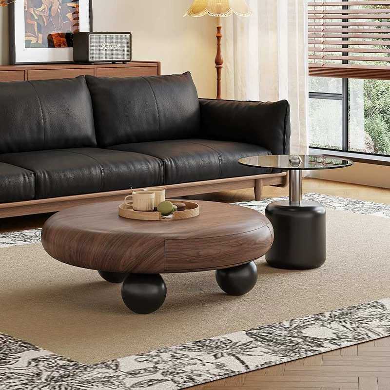 中古风胡桃木饰面茶几茶台家用客厅高端轻奢储物大小圆茶边几组合,鲜花速递/花卉仿真/绿植园艺,割草机/草坪机,淘宝优惠券,粉丝福利购,淘宝优惠卷