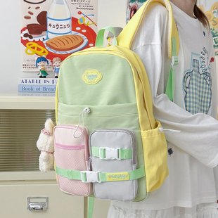 日系ins风可爱休闲书包女生 初中高中学生双肩包上学通勤旅行背包