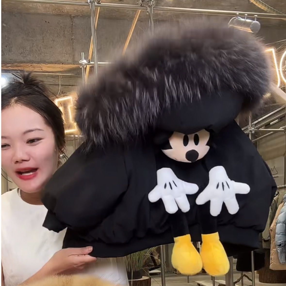 儿童冬季羽绒棉服宝宝加厚新款米奇毛领棉衣女童棉袄外套幼儿园潮