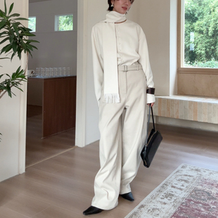 山阶【美学弯刀】调性长裤腰带可调节时髦显瘦休闲宽松立挺弯刀裤