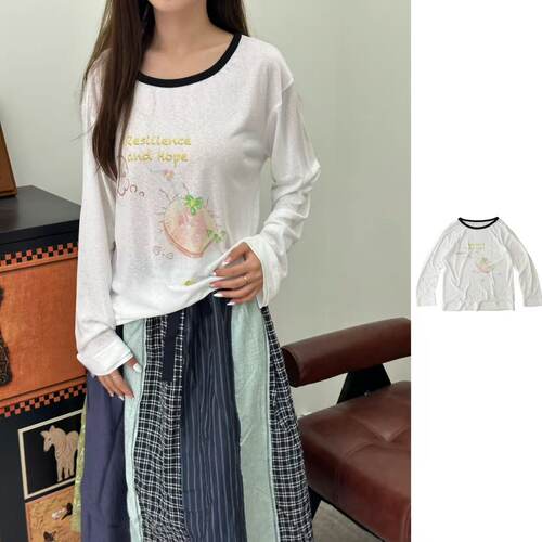 MANZANILLA  官方授权26PF   撞色椰子印花长袖T恤   EXT26SS0252