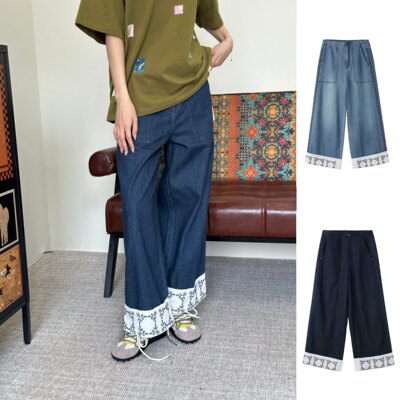 RAW STONE  官方授权  26SS  复古刺绣低腰翻脚牛仔裤