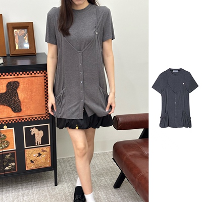 UHOOWU   官方授权   26SS   假两件醋酸吊带T恤