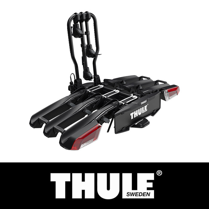 Thule EasyFold 3 平台后拖式自行车架，可装载 3 辆自行车黑色