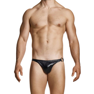 Modus Vivendi 性感仿皮男士三角内裤金属环低腰立体U凸囊袋12513