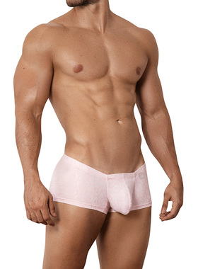CleverModa 性感超薄男士小平角内裤粉色豹纹高弹透气囊袋 1568