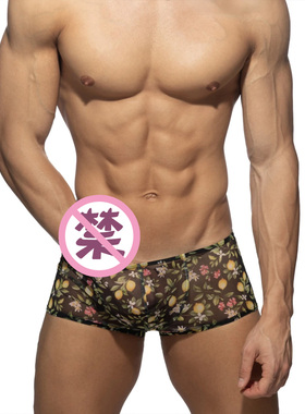 ADDICTED 性感印花纱网透视男士平角内裤U凸囊袋高弹透气 AD1372