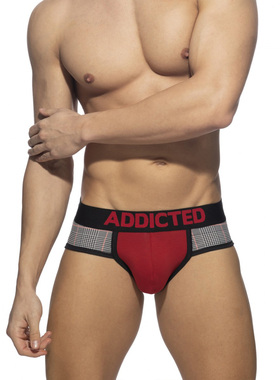 ADDICTED 性感男士三角内裤红色立体U凸大囊袋棉透气拼色 AD2127