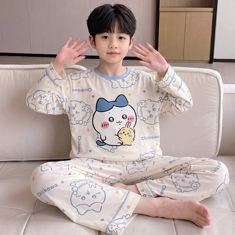 男大童睡衣卡通小八高端纯棉春秋
