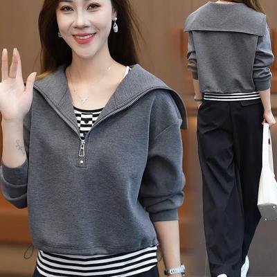 气质休闲运动套装女2025秋季新款韩版宽松设计感卫衣背心两件套潮