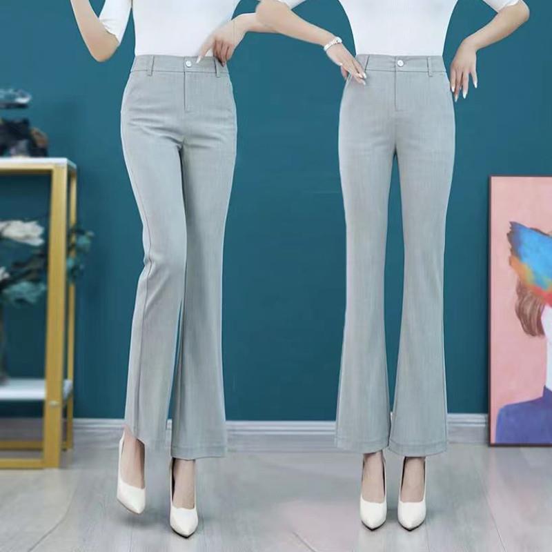 裤子女2025新款夏季西装郑州夏天穿的显瘦女士休闲微喇裤女夏薄款