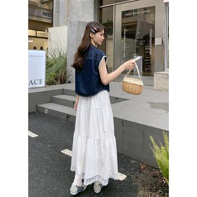 2025夏季新款外套牛仔飞飞袖吊带裙两件套时尚清新小众连衣裙