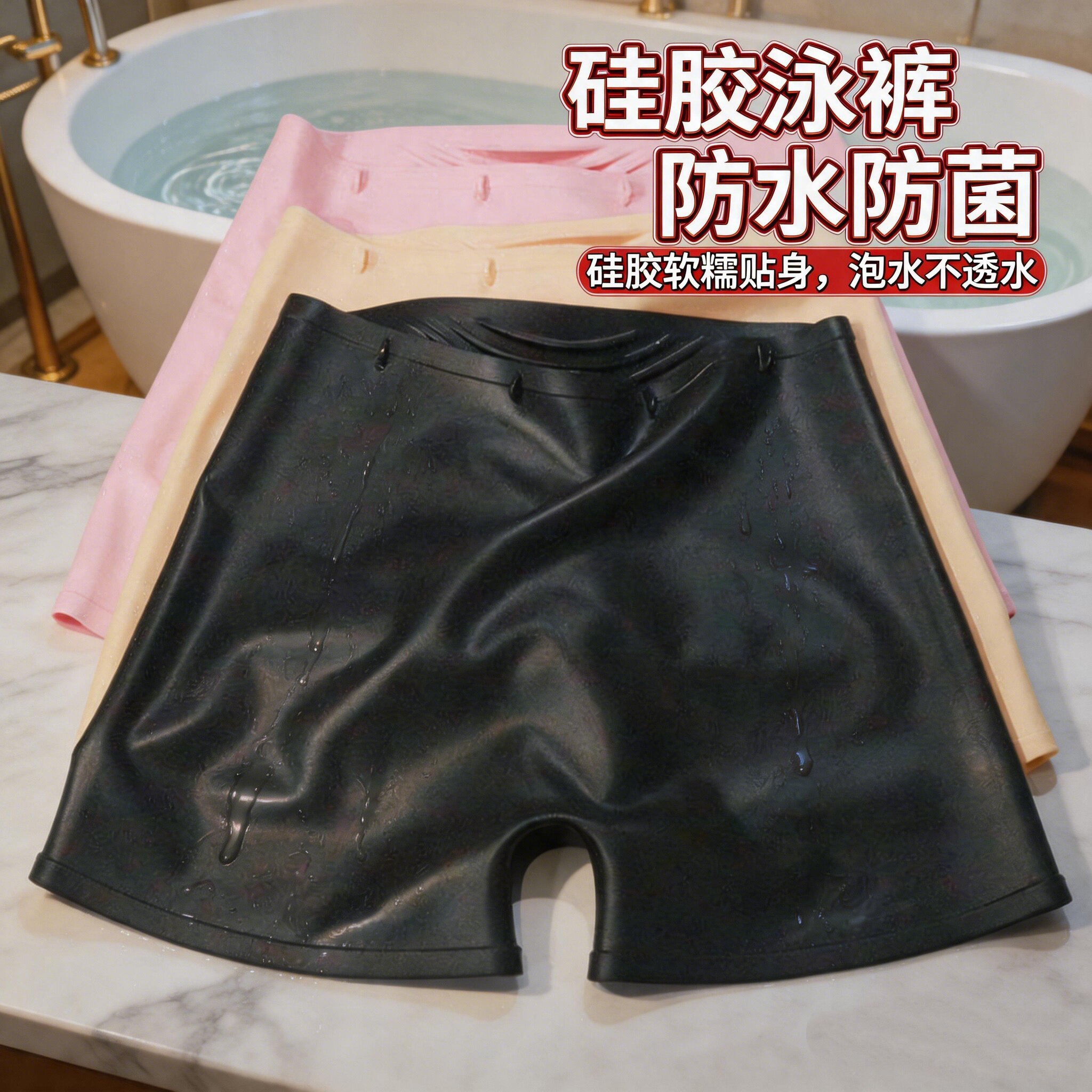 舒适泡澡防水硅胶女士泳裤女款经期防菌泡温泉游泳平角泳装内裤