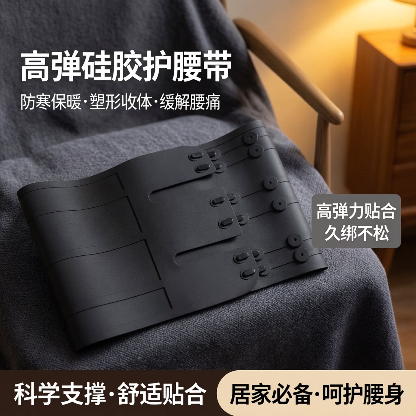硅胶护腰带女防寒保暖弹性收腹带腰痛干活束腰带高弹包裹塑形收腹