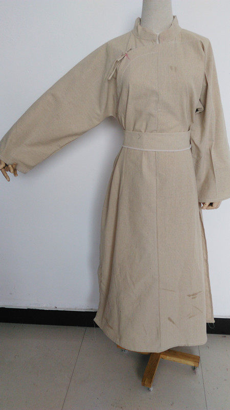包邮亚麻偏襟长袍 丧葬白孝衣白孝服丧葬服白事专用服