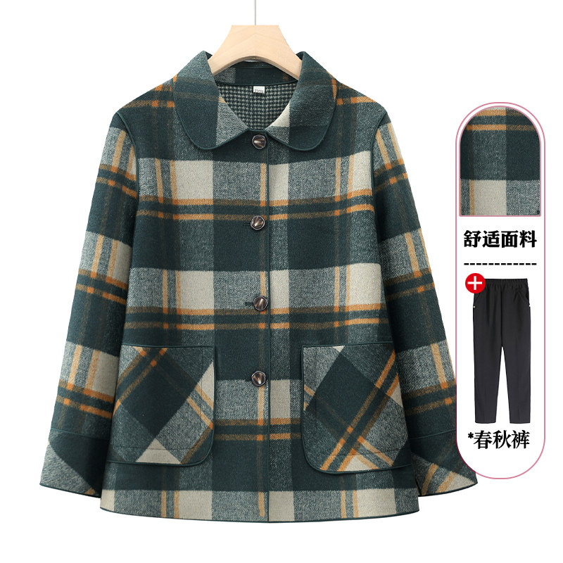 奶奶新款妈妈春秋款格子上衣中老年人秋装外套女老人太太衣服薄款