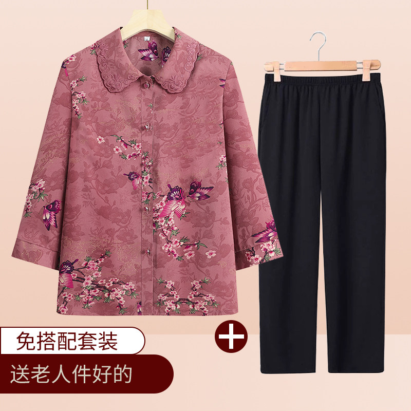 中老年人夏装女衬衫奶奶装老太太衣服妈妈装夏季洋气老人宽松上衣图片