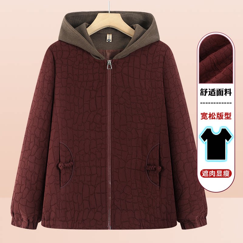 中老年人新款女奶奶秋装大码连帽外套妈妈休闲上衣老太太春秋衣服图片