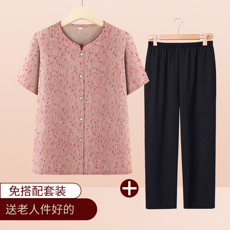 中老年人夏装女奶奶衬衫短袖上衣妈妈装夏季60岁70老太太老人衬衣图片