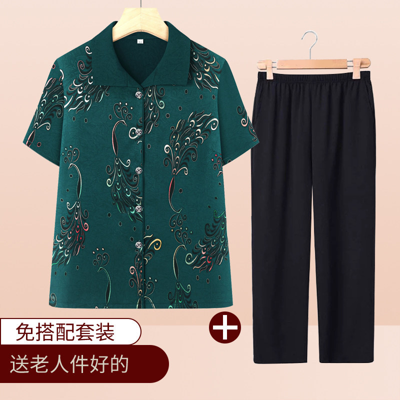 中老年女装妈妈装夏季短袖翻领奶奶夏装上衣70岁80老太太老人衣服图片
