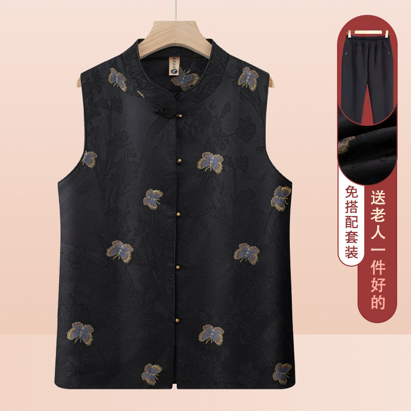 奶奶秋装马甲老年人女装新中式外套妈妈背心外穿60岁70老太太衣服图片