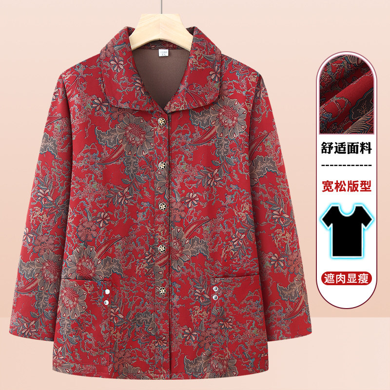 中老年人衬衫女奶奶秋装翻领妈妈衬衣洋气开衫老太太衣服2025新款图片