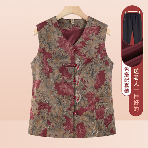 中老年人秋装女奶奶马甲春秋外套老人坎肩老太太衣服妈妈马夹新款