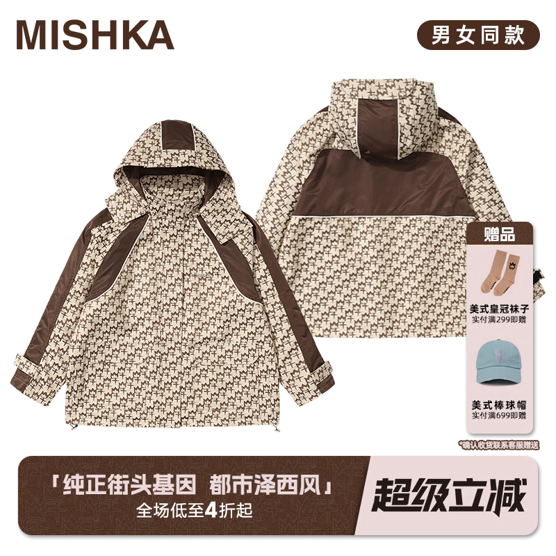 Mishka复古老花满印提花拼接外套